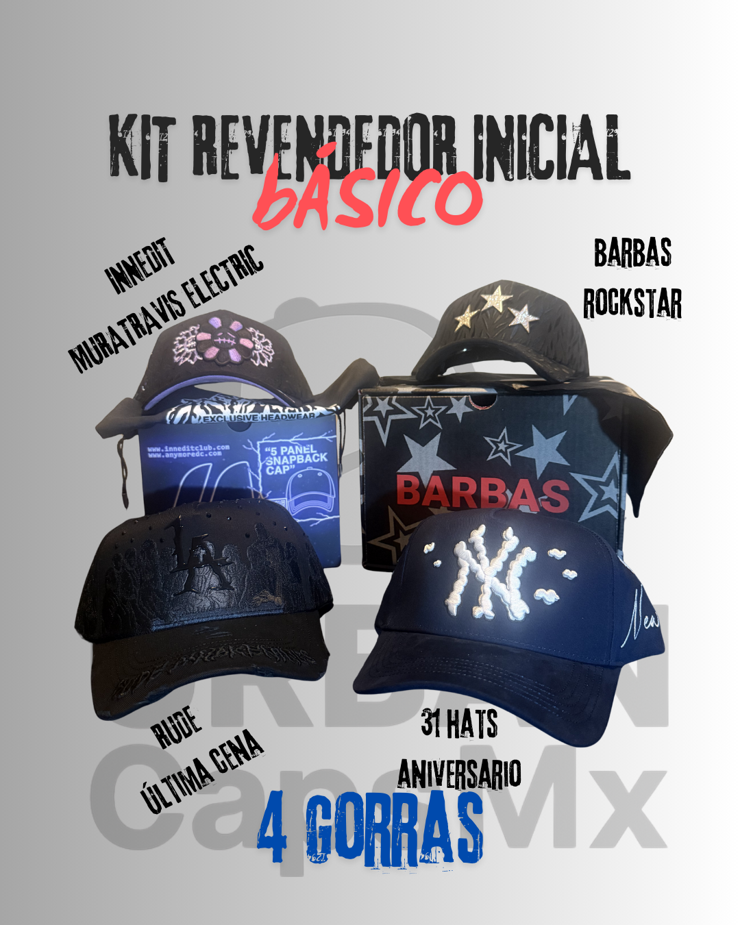 Kit Revendedor Inicial - BASICO ( 4 gorras )